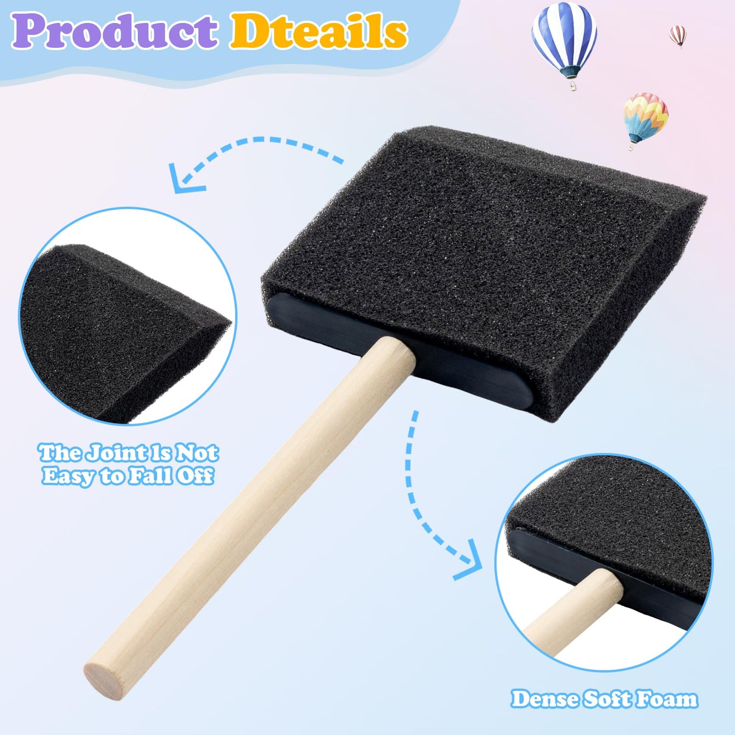 Clofiak 6 Pcs Foam Paint Brushes, 3 Inch Sponge Brushes