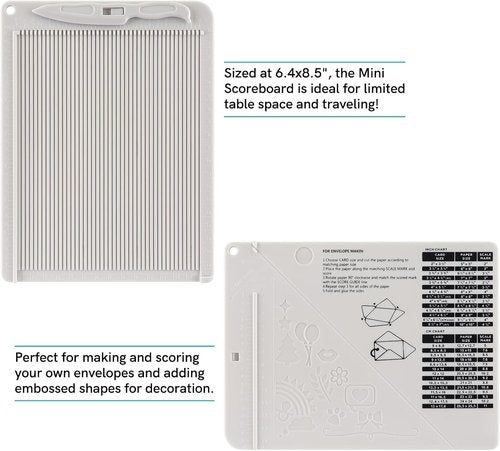 Briartw Craft Mini Scoring Board & Bone Folder Set - Multi-Purpose Tool for Card Making | Includes Inches & Centimeters