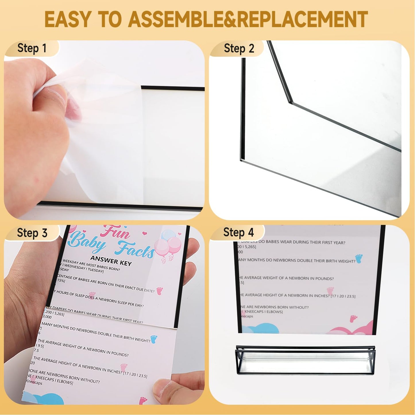 Ayuanb 5x7 Inch Acrylic Sign Holder with Black Borders, 6 Pack Black Picture Frames for Wedding, Double Sided Table Number Holders Menu Holders, Acrylic Stands for Display, Restaurant Signs