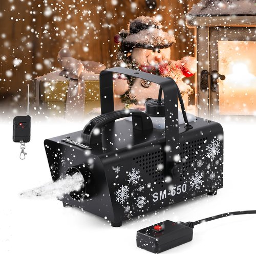 Poafamx Snow Machine, 650W High Output Snow Maker for Outdoors with Wired Wireless Remote Control 1L Tank, Portable Fake Snow Machine Inddor Snowflake Maker for Christmas Wedding Parties Stage