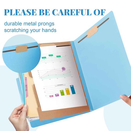 Skyygemm 12 Pack Classification File Folders Bulk with Divider and 2" Expansion, Pressboard Folder with 2 Prong Fasteners for Employee Records Medical Charts Office Document Organization(Blue)
