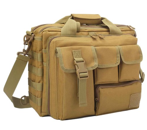 Tactical Briefcase, tactical computer bag 14.1" 15.6 In Men's Military Laptop Messenger Multifunction Briefcase for Men (Khaki-15.6 Inch)