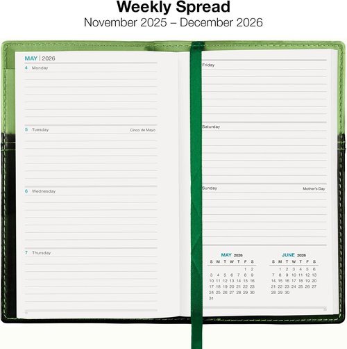 2026 Pocket Planner by [Brand Name] - 14-Month Calendar Organizer | Weekly & Monthly Layout (Green/Black)