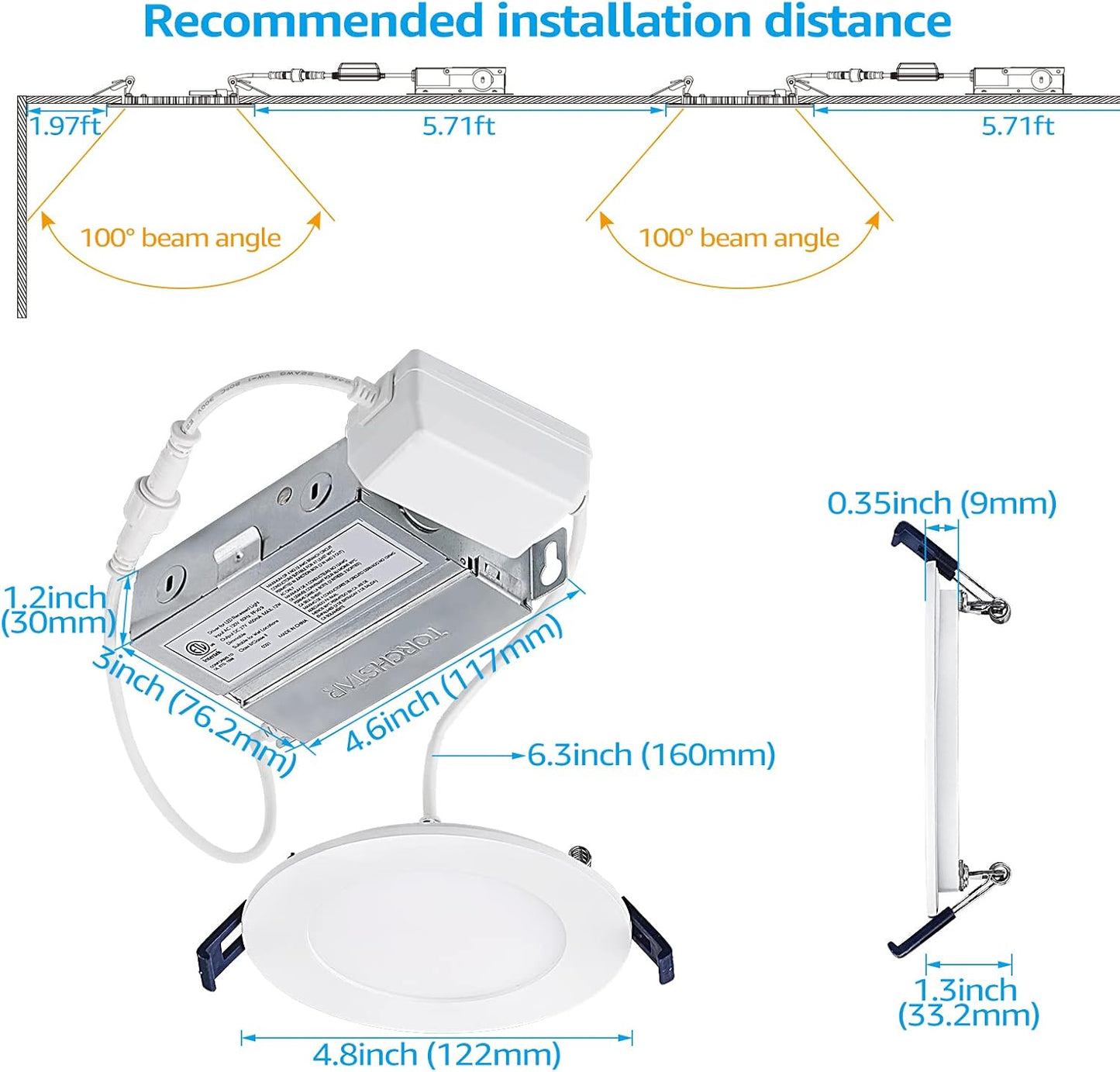 TORCHSTAR Smart Recessed Lighting - 4 Inch Color Changing RGBCW Downlight with Voice Control | Pack of 4