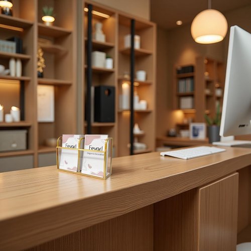 Feyarl Gold Glass Vertical Business Card Holder Business Card Display Stand Clear Business Name Card Organizer Storage for Office Meeting Desktop Countertop