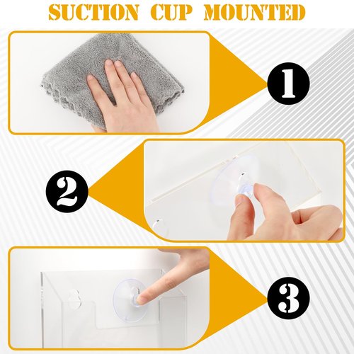Thyle 2 Pcs Acrylic Brochure Holders Suction Cup Display Racks Wall Window or Glass Mount Clear Organizer Brochure Hanging Pamphlet Holder for Flyer Magazine File Display Book(7.25" X 6.25" X 2")