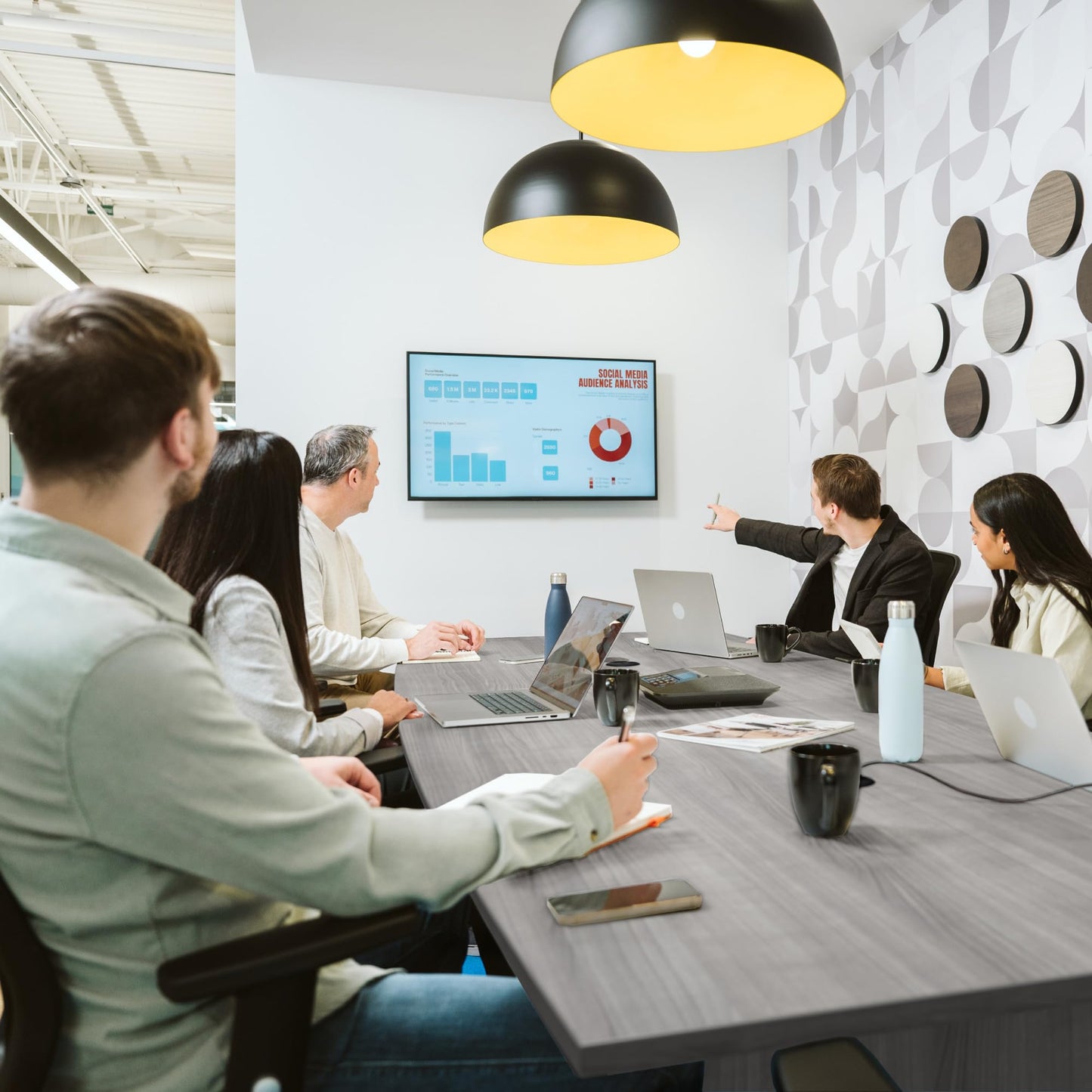 Bush Business Furniture 96-inch Office Conference Table with Wood Base, Boardroom Meeting Space for 8 Users, Platinum Gray