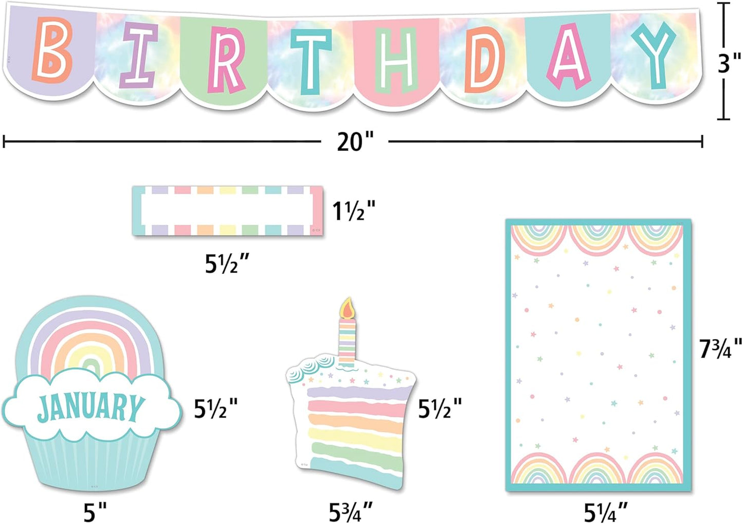 Teacher Created Resources Mini Bulletin Board - Pastel Pop Happy Birthday Theme | Perfect for Classrooms