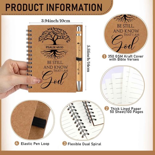 Kosiz 80 Pcs/40 Set Christian Gifts Bulk Religious Spiral Notebook with Bible Verse Pen Prayer Journal Inspirational Notepad for Men Women Church Friends Birthday Sunday School (English Tree of Life)