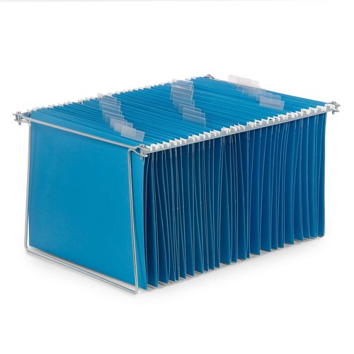 Blue Summit Hanging File Bars For File Cabinet, Letter Size, 13x17.5, Metal Files Holder Bars on Desktop, File Drawer Organizer Insert, Filing Cabinet Organizer Insert, Set of 2
