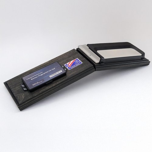 Crime Scene Folding Fingerprinting Kit - 100 FD-258 Cards - Card Holder - Mounted to a Folding Wooden Base - XL Ink Pad
