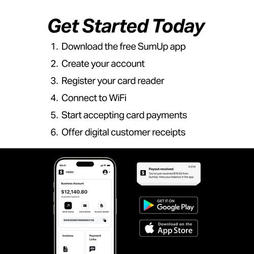 SumUp Plus Card Reader, Bluetooth - NFC RFID Credit Card Reader for Smartphone