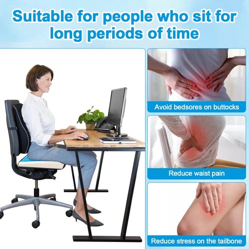 TITA-DONG Anti Bedsore Cushion, Breathe Freely Fiber Material Bedsore Cushions for Butt, T Shaped Opening Triangular Slope Design Anti Decubitus Cushion for Elderly, Bedridden, Disabled (Blue)