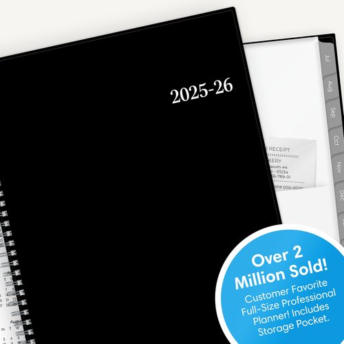 Blue Sky 2025-2026 Weekly and Monthly Academic Year Planner Calendar, July - June, 8.5" x 11", Flexible Cover, Wirebound, Laminated Tabs, Storage Pocket, Enterprise (Enterprise 2025-2026, 8.5" x 11")