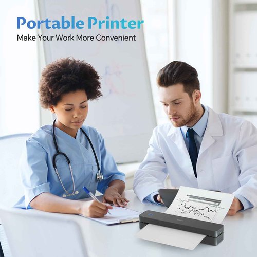 iDPRT Portable-Printer Wireless for Travel,300DPI Inkless Thermal Small Printers for Home Use,Office,Vehicles,Mobile Bluetooth Printer Supports 8.5" x 11" US Letter,for Smartphone & PC,Dark Black