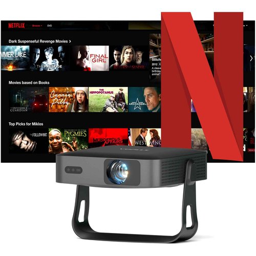 [NetfIix Officially & Ultra-Thin] Smart Mini Projector with WiFi 6 and Bluetooth, VOPLLS Auto Focus & Keystone 1080P Full HD Portable Projector for Bedroom/Outdoor/Phone/iOS/Android