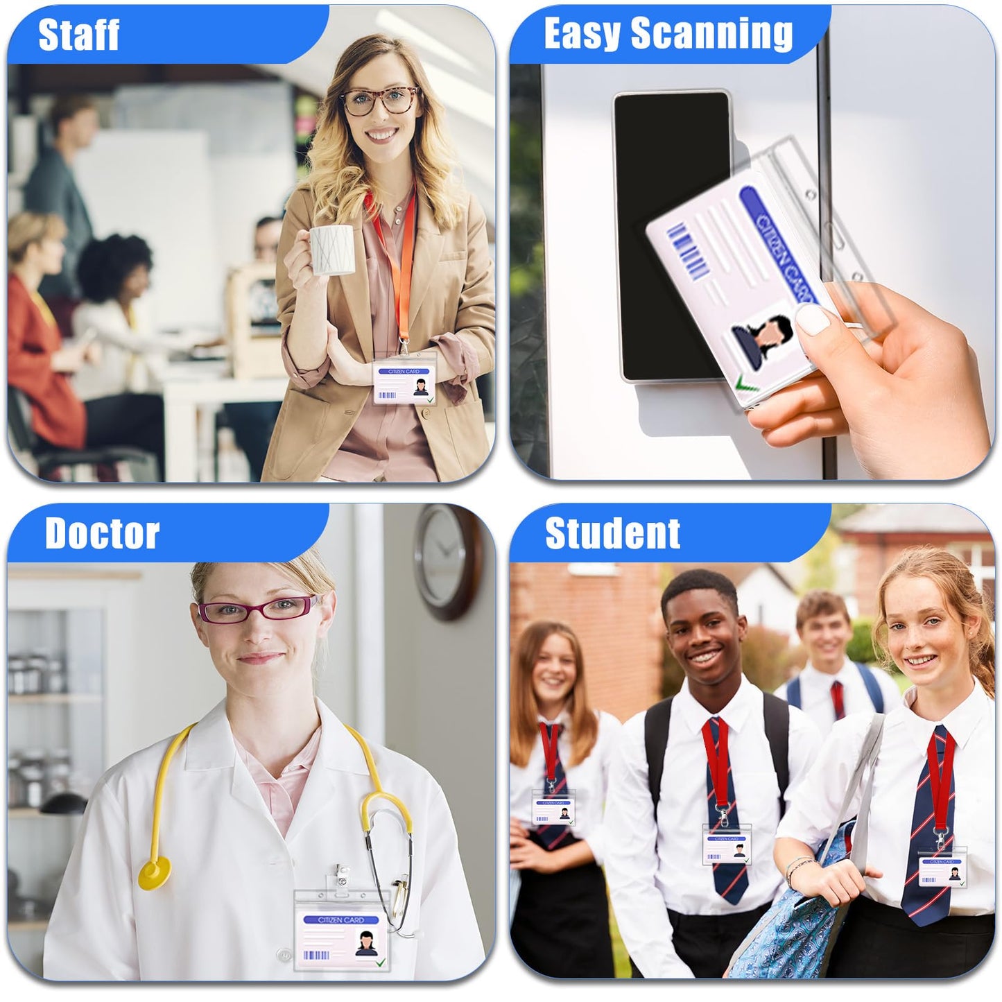 Name Badge Holders Clear Badge Sleeve Plastic Lanyard Sleeves for ID Holders (10 Pcs Horizontal)