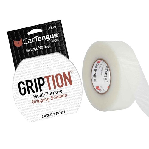 CATTONGUE GRIPS Non-Abrasive Grip Tape Wrap - 2” Thick Heavy-Duty, Waterproof Anti-Slip Tape for Wrapping Tools, Bats, Gym Equipment - Indoor & Outdoor Anti-Slip Solution (Clear, 60ft)