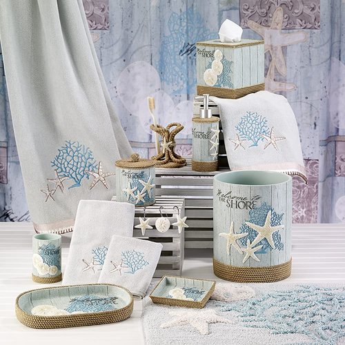 Avanti Linens - Waste Basket, Decorative Trash Can, Coastal Inspired Bathroom Decor (Beachcomber Collection)