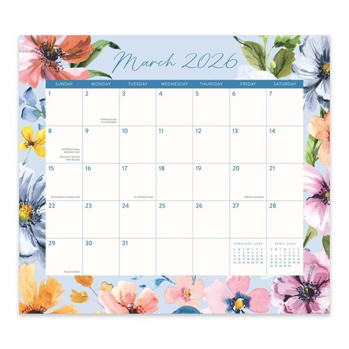 Orange Circle Studio 2025-2026 Magnetic Monthly Fridge Calendar, Bella Flora, 17-Month, August 2025 - December 2026, 9.5" x 8.4", Daily Aesthetic Planner Notepad with Magnet for Refrigerator, Easy Organizer for Grocery List, Appointments
