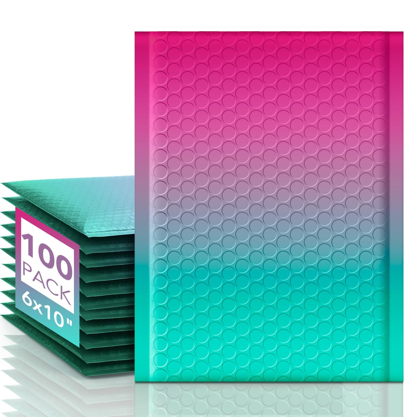 Fuxury Bubble Mailers 6x10 Inch 100 Pack Padded Envelopes Usable Size 6x9" Thick Mailing Envelopes Bubble Opaque Padded Mailers Shipping Bags for Mailing Jewelry Makeup Small Business #0 PinkGreen