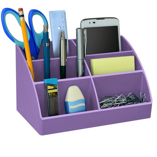 Acrimet Desktop Organizer - Easy Organizer Caddy Holder for Office, Home and School use (Plastic) (Solid Purple Color)