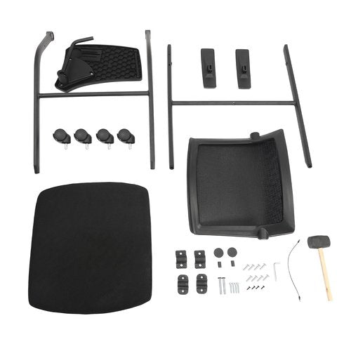 Tablet Arm Chair with Caster Wheels, Foldable and Stacking Office Reception Guest with Ergonomic Mesh Back and Arms for Meeting, Conference, Reception, Training Room & Home Office