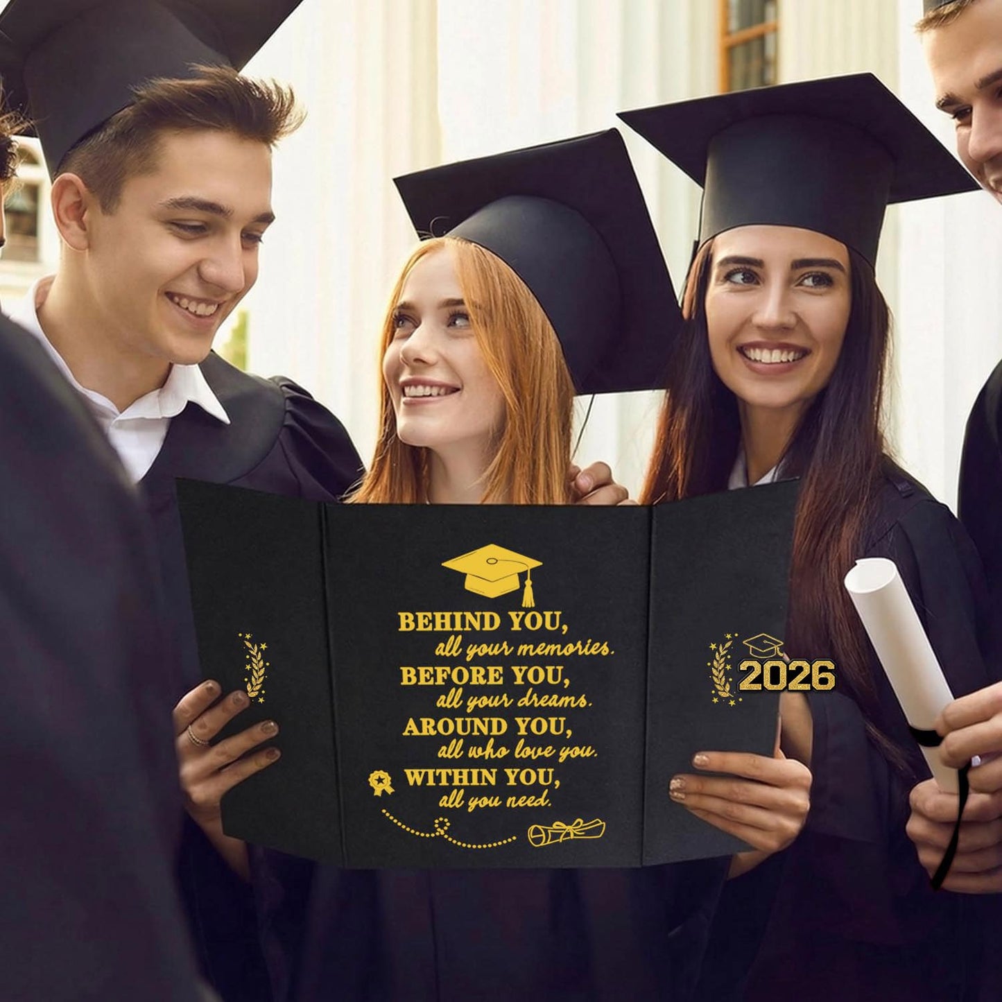 QIYANPAX 2026 Graduation Guest Book Alternative, Black and Gold Graduation Decorations Class of 2026, Graduation Signature Book, Congrats Grad Sign in Board, Graduation Gifts for Her Him