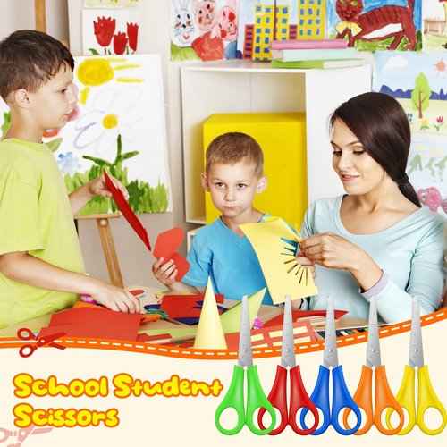 100 Pcs Kids Safety Scissors, Blunt Tip, Stainless Steel, 5" for School, Office, Craft Projects