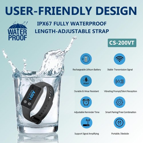 WNKRUN Wireless Restaurant Pager System with 1 Waterproof Watch Pager and 2 Call Buttons (2 N1 Buttons)