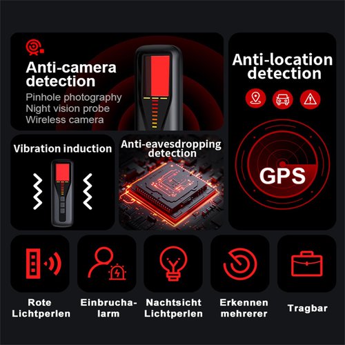 Hidden Camera Detector for Travel, 2025 Upgraded Spy Camera Detector, Hidden Device Finder, Wireless Signal Scanner for Office, 5 Levels Sensitivity 4 Modes, 25H Working Time for Car, Bathroom, Hotel