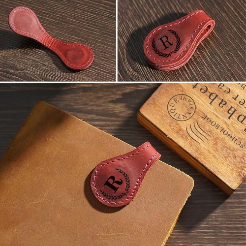 BYLIDRIM Personalized Magnetic Leather Bookmark, 26 Letters Bookmark Customized Initial Bookmarks Multi Functional Bookmark Cute Bookmark Meaningful Gift for Wonmen Teachers, Book Lovers (M, Blue)