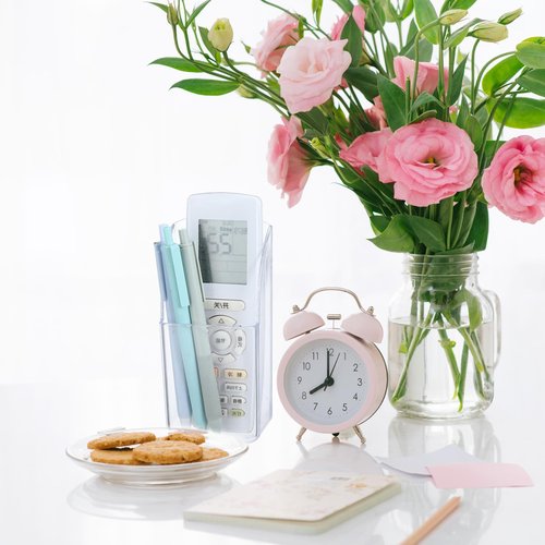 4 Pieces Acrylic Remote Control Holder Clear Wall Mount Media Organizer Single Compartment Pen Holder for Wall Pencil Holder TV Remote Holder Wall Mount Storage Box for File Makeup Marker Brush Phone