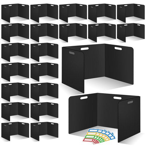 22 Pcs Desk Dividers for Students 14 × 17.5 × 14 Inch Plastic Waterproof Privacy Folders Shields Test Dividers with Black Classroom Privacy Boards for School Study Teacher Supplies