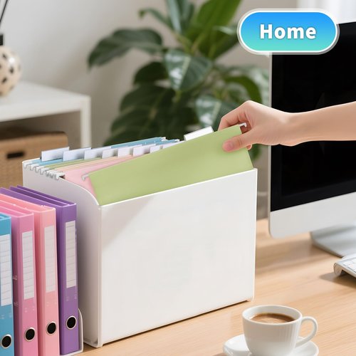 25-Pack Pastel Hanging File Folders, Letter Size (8.5"x11") with 1/5-Cut Tabs,35 Transparent Label Cards, 50 Sticker Labels–Home Office & Filing Cabinets