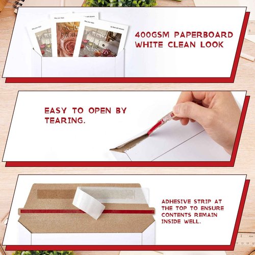 Fainne 200 Pcs 6 x 6'' Rigid Mailers 400 GSM Keep Flat Cardboard Mailers Shipping Cardboard Envelopes Disc DVD CD Envelopes with Self Adhesive Flap and Tear off Strip for Mailing Photo (White)