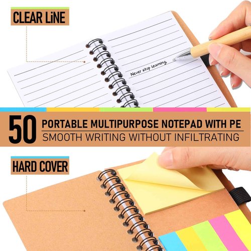 Honoson 50 Set Christmas Employee Appreciation Gift Bulk Thanksgiving Inspirational Notebook with Sticky Note and Motivational Bamboo Ballpoint Pen for Team Staff Cowerker Volunteer Must Have Office