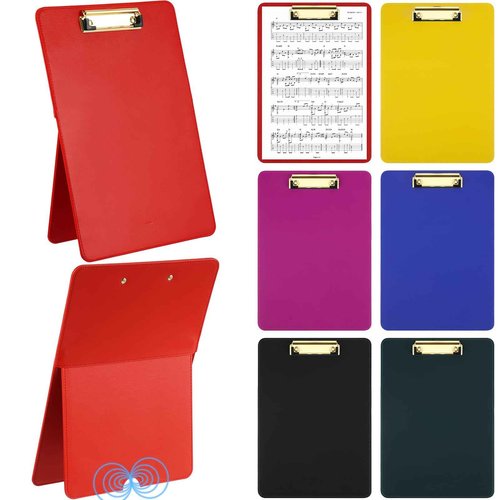 ReliThick 6 Pcs Magnetic Standing Clipboard Paper Holder Stand PU Leather Desktop Document Holder Foldable Clip Board with Magnetic Back and Metal Clip for Drawing Painting Desk Office