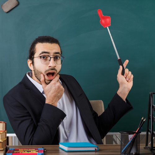 Big Teacher Pointer Finger,Pointer Stick for Classroom with Soft Grip Handle,Teaching and Presentations, Teacher Supplies Interactive Learning,Retractable Pointer Extendable to 32 Inches (RED)
