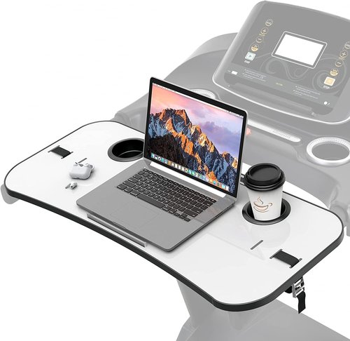 Qsxou Treadmill Desk Attachment 36 Inches Tread Tray Workstation, Laptop Stand Holder for Notebooks, Tablets, Phone,Cup,Ergonomic Platform with Cooling Holes & Edge Protector