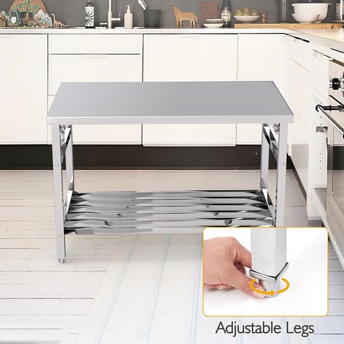 48 x 30 Inch Stainless Steel Folding Table for Prep & Work, NSF Commercial Heavy-Duty Stainless Steel Kitchen Island with Undershelf for Restaurant and Home