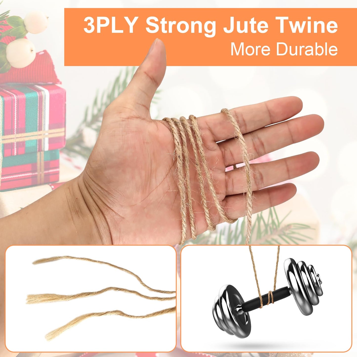 Twine String for Gardening Climbing Plant, 3mm 820FT Jute Rope for Gift Wrapping & Handmade Arts Crafts, Burlap String for Christmas, Hemp Cord for Wedding & Party Decoration