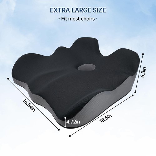lefarfadet Seat Cushion, X-Large Memory Foam Office Chair Cushion, for Pressure Relief Sciatica & Pain Relief for Long Sitting Hours on Office/Home Chair, Car, Wheelchair