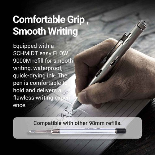 NEXTORCH NP11 Ti Bolt Action Tactical Pen with Ceramic Bead Glass Breaker Head, Titanium Body and Decompression Gyroscope for Writing, Tactical Defense, Emergency Defense, Emergency Escape