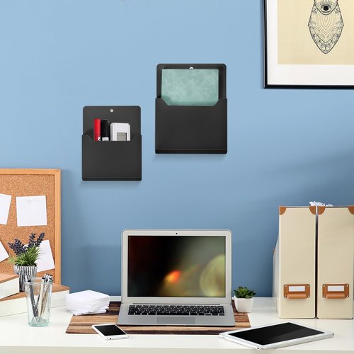 uxcell 6 Pcs Magnetic File Holder, Magnetic Paper Holder for Classroom Refrigerator, Magnetic Wall File Organizer File Holder Paper Letter Organizer Storage Black
