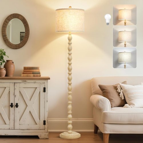 Luvkczc 62" Floor Lamp - Adjustable Color Temperature Vintage Design for Living Room & Bedroom