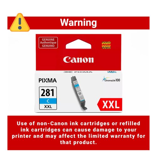 Canon CLI-281 XXL Genuine Cyan Ink Tank, Compatible with TR8520, TS9120,TS8120, TS6120, TS9521C/a, TS9520/a, TS8220, TS6220, TS8320, TS6320, TS702/a, and TR8620/a Series Printers