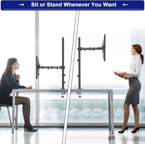 HUANUO Monitor Arm - Adjustable Desk Mount for 13-32 Inch Screens | Extra-Tall 39-Inch Pole, Holds 22 lbs