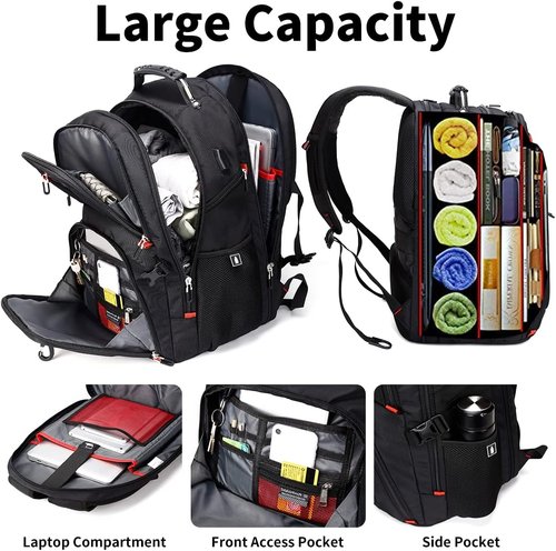SHRRADOO 50L Extra Large Travel Laptop Backpack - Airline Approved | Fits 17-Inch Laptops, Secure Lock