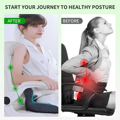 Gonexway Memory Foam Contoured Seat Cushion with L-Shaped Ergonomic Design for Office Chair Car Seats  Seat Cushion for Truck Driver, Truck Car Seat Cushions for Driving Lumbar Support(Black)